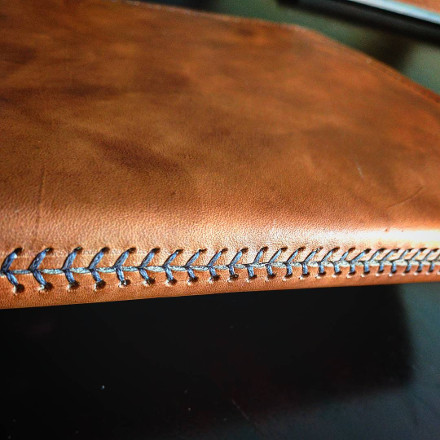 Baseball stitched leather wallet